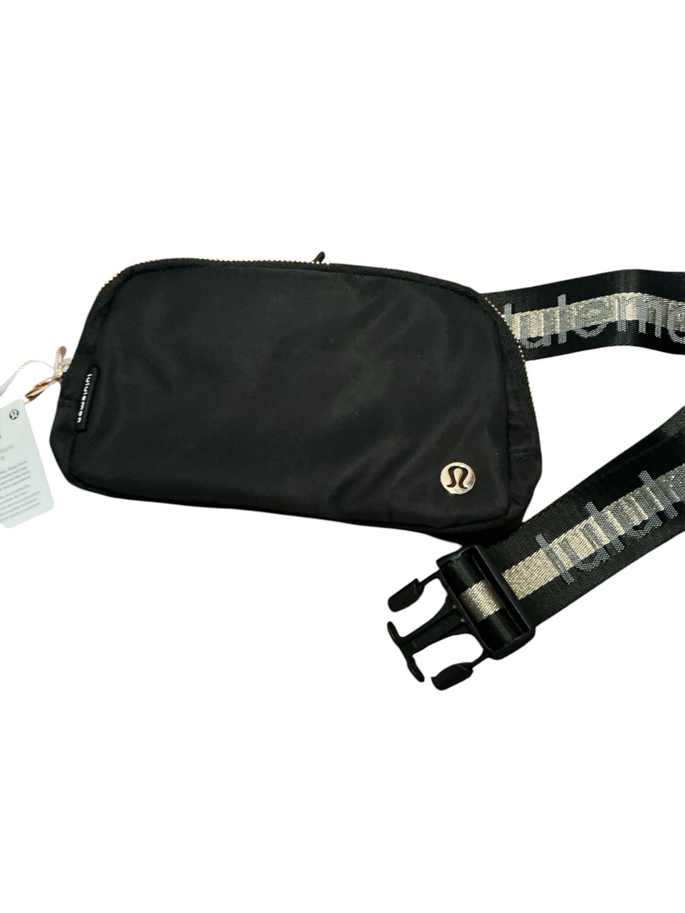 lululemon black nylon logo zip pouch